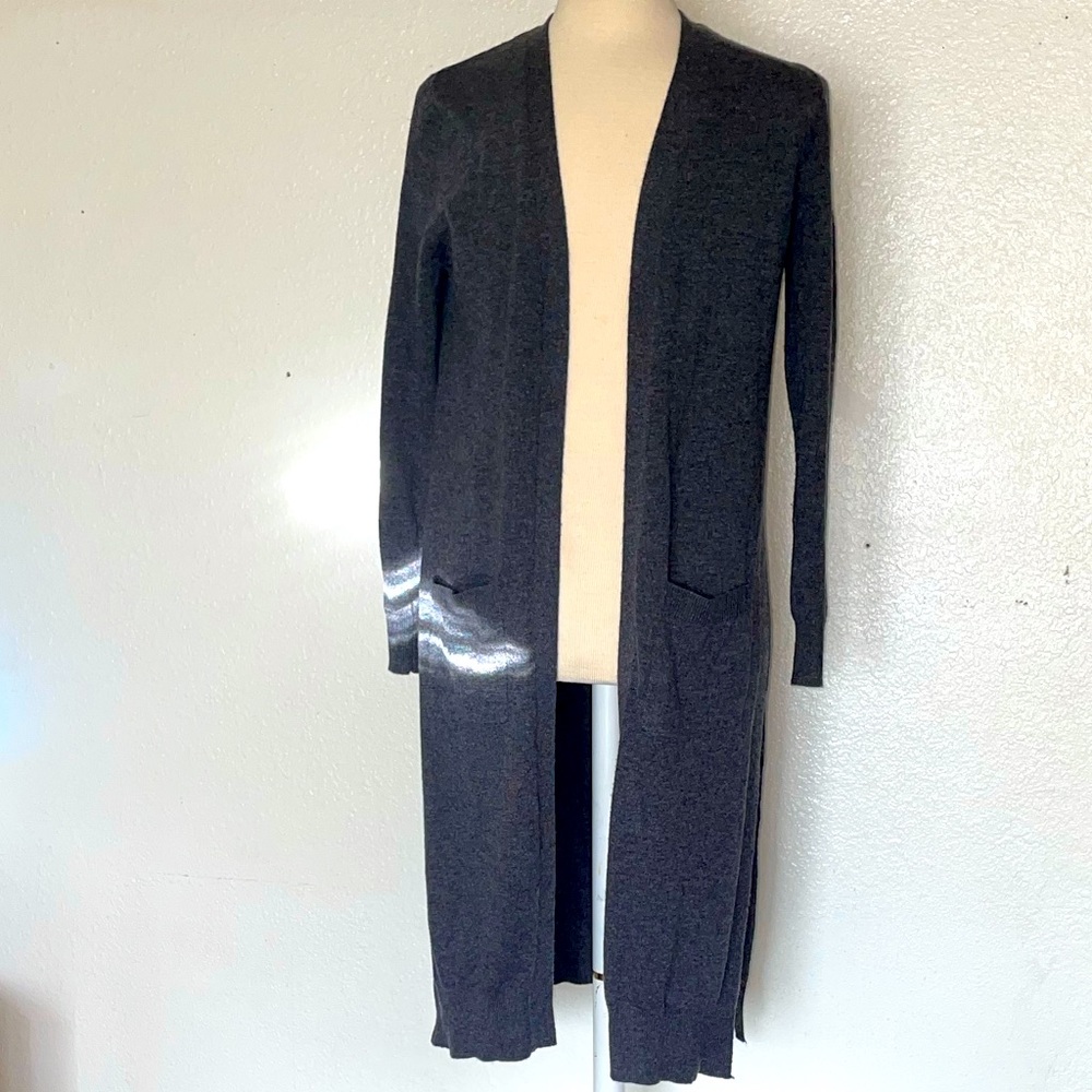 Grey long duster cardigan
